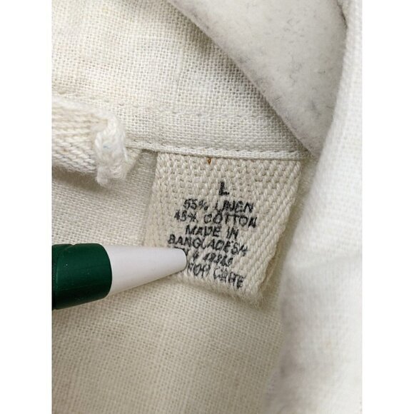 Red Rover Button Up Shirt Linen Cotton Blend Bandana Floral Patches Large L - Picture 4 of 9